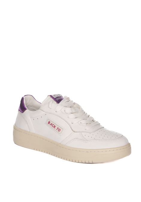 White/fuxia leather slam sneaker BACK 70 | SLAMPELLE-B906